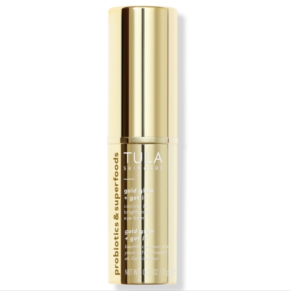 TULA GOLD GLOW+GET IT COOLING & BRIGHTENING EYE BALM.